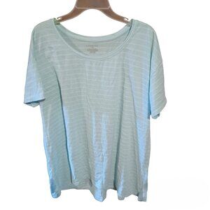 Lane Bryant Light Green Top With White Stripes EUC